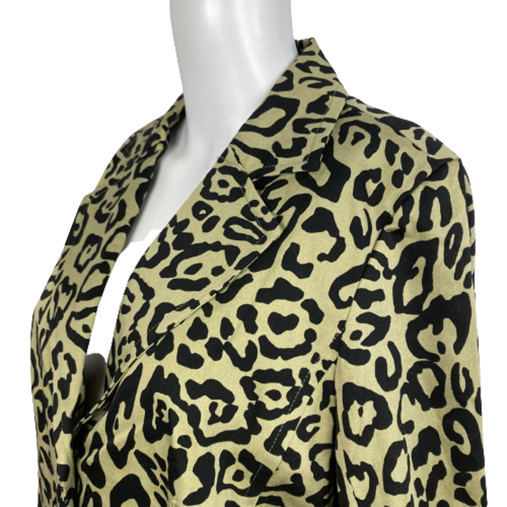 Linea By Louis Dell'Olio Blazer‎ Womens Green Leopard Cotton Stretch Jacket NWOT - Picture 2 of 11